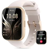 Miecgth Smartwatch für Damen und Herren mit 1.75 Inch Display Bluetooth Telefonieren 120 Sportmodi IP68 Fitness Uhr mit Herzfrequenz SpO2 Schlafmo... - Beige