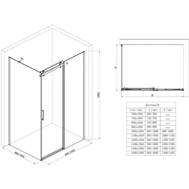 SoGood Ravenna19 Eckdusche mit Schiebetür 110 x 75 cm schwarz Klarglas 8mm ESG-Sicherheitsglas