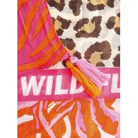 Zwillingsherz Modetuch, mit Allover-Print, Tasseln und kleiner Fransenkante rosa