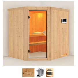 KARIBU Sauna »Stine«, (Set), 9 KW-Ofen mit externer Steuerung beige