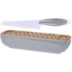 WellHome - Bambus-Brotkorb mit Messer, zweifarbiges Design und farbigem Etui, 40x125x85cm
