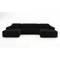 Luxkor24 Wohnlandschaft, Schwarz, Textil, 364x84x187 cm, Wohnzimmer, Sofas & Couches, Wohnlandschaften, Wohnlandschaften in U-Form