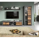 INOSIGN Wohnwand »Aosta, Breite 235cm, bestehend aus Lowboard, Wandboard, Vitrine« 3 Stk. tlg., grau