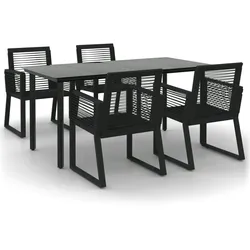 vidaXL 5-tlg. Garten-Essgruppe Schwarz PVC Rattan