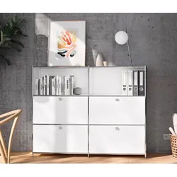 Tchibo - Kommode Metall »Cn3« mit versetzbaren Klappenfächern - 152x40x120,5cm - chrom - Stahl / Stahl / Aluminium