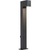 QAZQA Wegeleuchte Aluminium, Glas 65 cm mit Steckdose IP44 schwarz