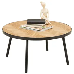 Couchtisch Parker Naturfarben/Schwarz Rund