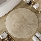 Wecon Home Basics Badteppich Erik – Weicher, getufteter Baumwollteppich – Rutschhemmend & waschbar mit weichem Flor und klarer Optik (80 cm rund, beige)