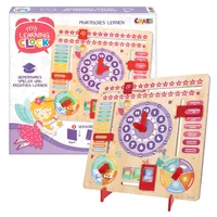 CRAZE My Learning Clock Princess - Lernuhr für Kinder aus Holz, Kalenderuhr zum Lernen für Kinder, Lerntafel Uhr Jahreszeiten Wanduhr, Lila