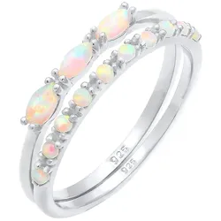 Elli Set Vintage Design Synthetischer Opal 925 Silber 52 Damen 