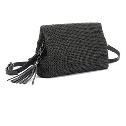 Umhängetasche VIVANCE "Clutch", Damen, Gr. B/H/T: 25cm x 17cm x 6cm, schwarz, Bast, unifarben, Strukturmuster, Taschen, Handtasche,Schultertasche,Basttasche,Tragetasche,Crossbody Bag VEGAN