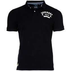 Superdry Herren Poloshirt - Vintage Superstate, Kurzarm, Knopfleiste, Baumwolle Schwarz L