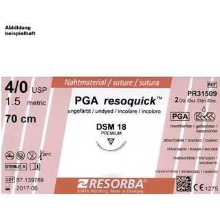 PGA-RESOQUICK DSM 18 4/0=1,5, ungefärbt, Nahtmaterial Fadenlänge 70 cm (24 Stck....