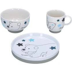 Kindergeschirr-Set STERNTALER "Eisbär Elia", Baby, Gr. 3 tlg., weiß, Porzellan, Silikon, Geschirr-Sets