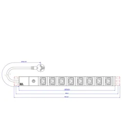 BACHMANN 19 Steckdosenleiste 8x C13 Buchsen, mit Schutzkontakt-Stecker, 10A Sicherung"