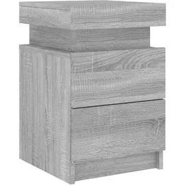 vidaXL Nachttisch mit LED-Leuchten Grau Sonoma 35x39x55 cm