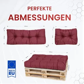 TexDeko Palettenkissen 120 x 80 x 18 cm rot 5-tlg.