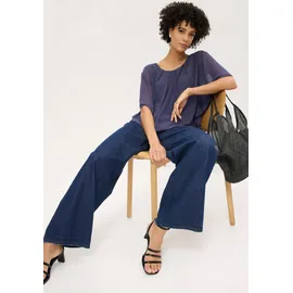 bonprix Chiffonbluse mit Untertop, blau, Gr.54, festliche Chiffonbluse mit Fledermausärmeln und elastischem Bund