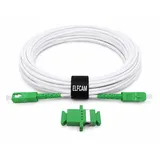 Elfcam Elfcam® - 1m Glasfaserkabel SC/APC auf SC/APC Simplex Singlemode, Lieferung mit LWL Adapter, LWL kabel Weiß (1M)