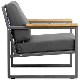 Konsimo Konsimo® Gartensessel, Anthrazit, Grau, Metall, Textil, Holz, 70x65x60 cm, Hergestellt in Europa, Loungemöbel, Lounge-Sessel