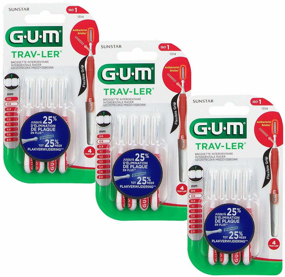 GUM® Proxabrush Trav-ler brossette interdentaire 0,8 mm 3x4 pc(s) brosse(s) à dents