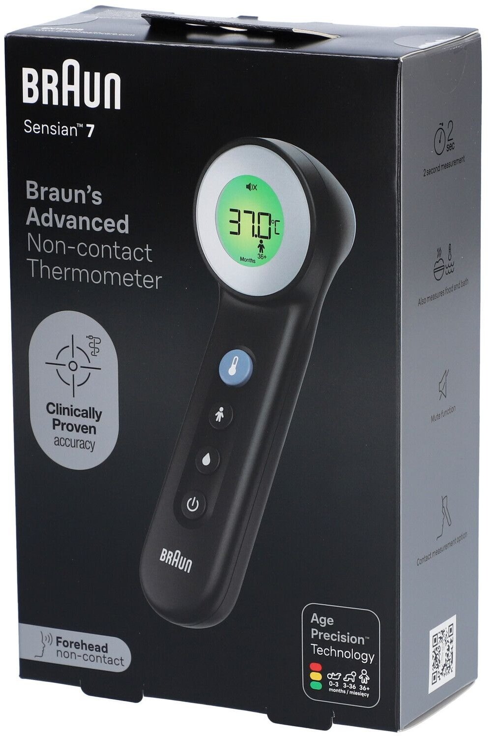 Braun Thermomètre frontal sans contact + contact avec Age Precision® - Noir BNT400BWE 1 pc(s) Thermomètre