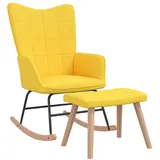 vidaXL Schaukelsessel mit Hocker Senfgelb Stoff