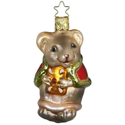 Weihnachtsmaus 8.5 cm - Inge-Glas 10005S016 Weihnachtsträume - Christbaumschmuck Glas mundgeblasen Weihnachten Deko