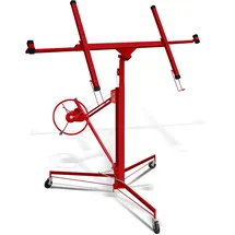 Eberth Plattenheber für Rigipsplatten, Höhenverstellbar, 132cm - 325cm Arbeitshöhe, 68kg Traglast, max. 295 cm, Lastarmbreite, Montagehilfe für Trockenbau, Terrassenplatten, Rot