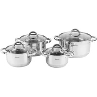 8 Teilig Edelstahl Induktion Topfset Topf Töpfe Kochtopf Glasdeckel Kochtopfset