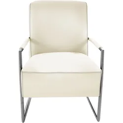 Cocktailsessel K+W KOMFORT & WOHNEN, weiß (bianco), B:62cm H:77cm T:83cm, Sessel, mit bezogenen Armlehnen, Gestell in Metall Edelstahloptik