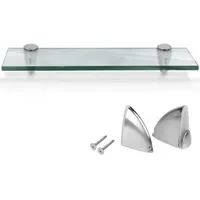 Glasboden Wandregal 40 x 10 x 0,8 cm, Glasregal Klarglas mit Halterung, Badregal Ablage Hängeregal für Badezimmer