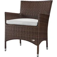 Gartenstuhl Stuhl Sessel Hochlehner Rattanstuhl Rattan Polyrattan Alu Braun