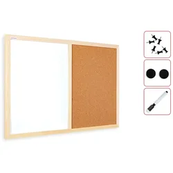 ALLboards Kombi-Tafel Kork-Magnettafel 60×40 cm, Holzrahmen + ZUBEHÖR