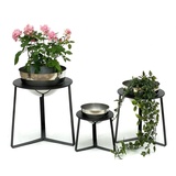 DanDiBo Ambiente DanDiBo Blumenhocker Metall mit Topf Schwarz Silber Blumenständer 96091 3er Set Blumensäule Modern Pflanzenständer Pflanzenhocker