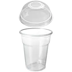 200 Frappé-, Smoothie-, Shake-, Eiskaffee-, PP Becher 0,3 mit rPET DOM Deckel mit Loch