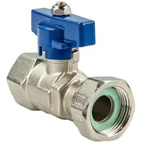 tecuro Kugelhahn mit Überwurfmutter Rp 3/4 Zoll x Innengewinde Rp 3/4 Zoll (DN15), Flügelgriff blau, temperaturbeständig von -5° C bis zu +100° C