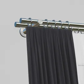 INDEKO Gardinenstange INDEKO "Linz", silber (edelstahlfarben), L:100cm Ø:20mm, Stahl, Gardinenstangen, Komplett-Set inkl. Montagematerial