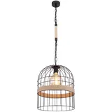 GLOBO Hängeleuchte 1-flg. 35 cm Metallgitter schwarz braun