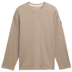 TOM TAILOR Herren Langarmshirt in Melange Optik, beige, Meliert, Gr. 48