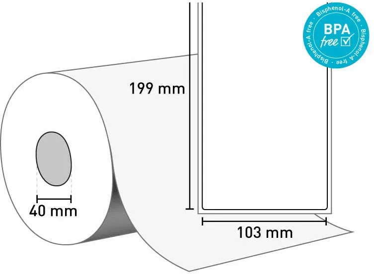 Versandetiketten für DHL - Economigo® TD - BPA-frei (Thermo Eco) 103 mm x 199 mm / permanent / 40 mm Kern / 320 Etiketten je Rolle