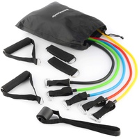 InnovaGoods - 5er Pack Stretchbänder Set mit Schaumstoffgriffen und Fußgelenkriemen, Inkl. Übungsleitfaden, Multifunktion, Unisex, Nylon Latex und TPE, Mehrfarbig, eine Größe