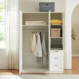 [en.casa] Kleiderschrank Finning 120 x 176 x 52 cm Weiß