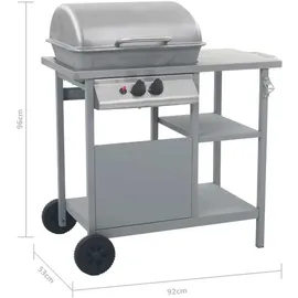 vidaXL Gasgrill mit Beistelltisch auf 3 Ebenen silber 47393