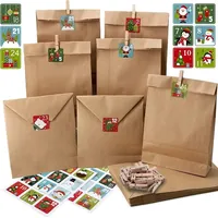 Advendskalender zum Selbstbefüllen 24 Tüten + Sticker + Klammern DIY Weihnachten - Braun