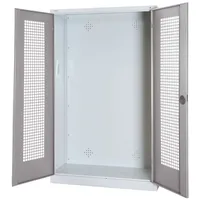 C+P Modul-Sportgeräteschrank mit Lochblech-Flügeltüren, HxBxT 195x120x50 cm, Lichtgrau (RAL