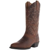 ANUFER Männer Stilvoll Gestickt Cowboy-Stiefel Western Absatz Spitze Zehe Slip-On Stiefel Mit Mittlerer Wade Braun SN071164 EU41.5 - 41.5 EU