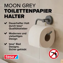 Tesa MOON GREY Toilettenpapierhalter Klebstoff Metall