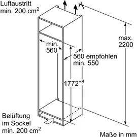 Neff KI2823DD0 Einbaukühlschrank (280 l, 1772 mm hoch)