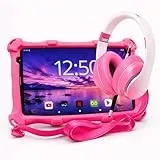 AngelTech Kinderpaket PRO MAX - Kinder Tablet PRO MAX + Kinder Kopfhörer - Android 14 - Kombi Paket - 8 Zoll HD - 4 + 3 GB RAM - 64 + 64 GB ROM - Octa 8 Core (Kinderpaket Rosa)